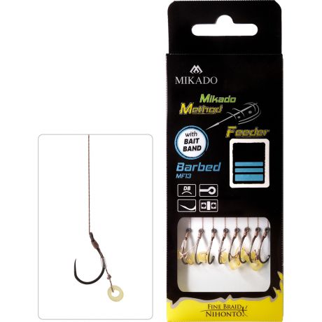 MIKADO PRZYPON MF Z GUMKĄ HAK BEZ ZADZIORA NR 6 PLECIONKA 0,16MM/10CM 8SZT