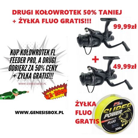 2 x KOŁOWROTEK FL FEEDER PRO FP6000 + ŻYŁKA SUPER POWER FLUO 0,28MM 300M GRATIS