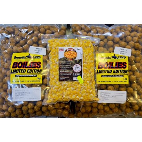 GENESIS CARP CITRUS MORWA 5KG + 5KG 20MM + KUKURYDZA  GOTOWANA 1KG GRATIS