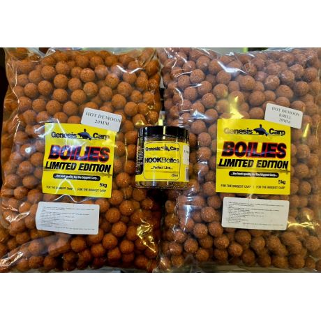 GENESIS CARP HOT DEMOON CHILLI 5KG + HOT DEMOON KRYL 5KG 20MM + KULKI HACZYKOWE 20MM GRATIS